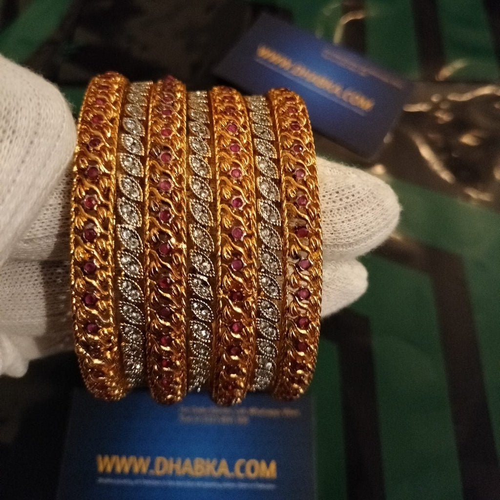 Luxury Designer Gold Plated Rhodium Plated 7 Pc Bangle Set