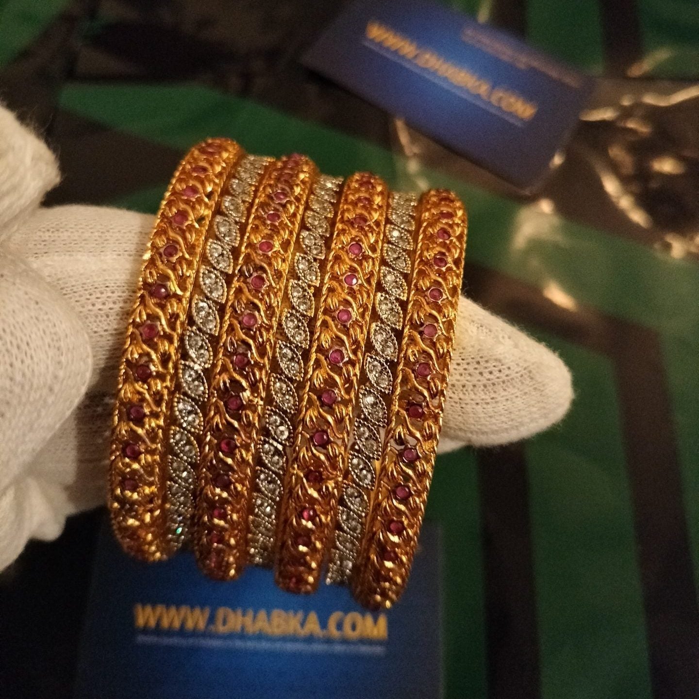 Luxury Designer Gold Plated Rhodium Plated 7 Pc Bangle Set