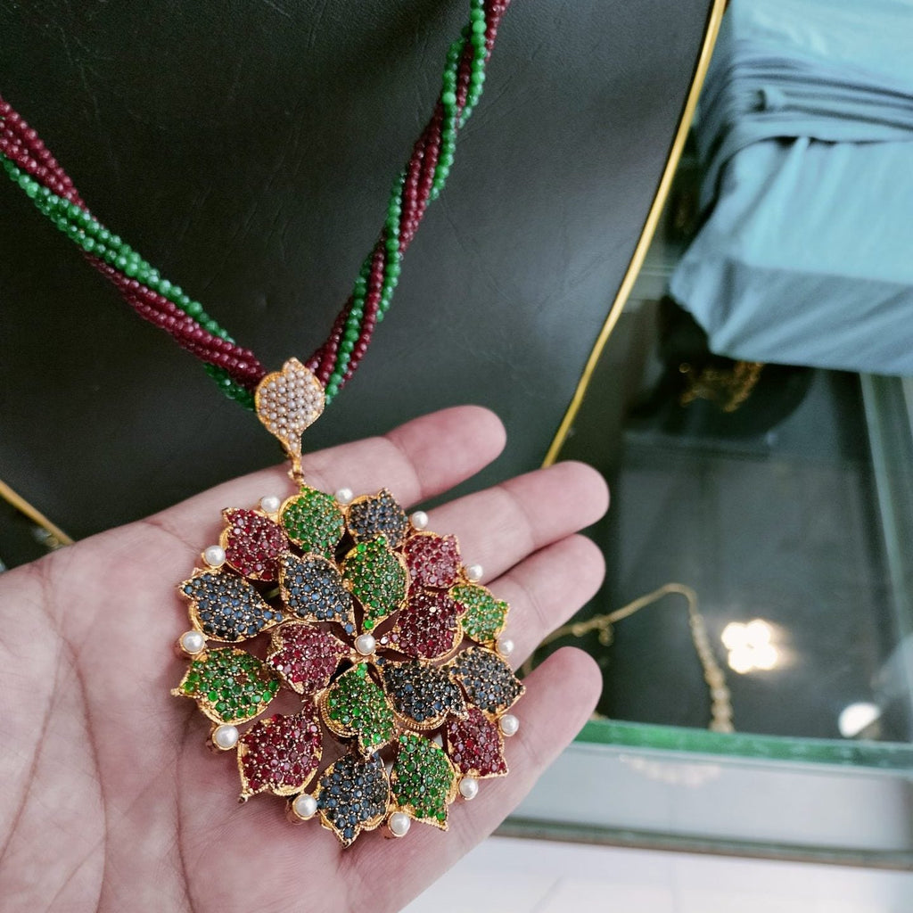 Dhabka Luxury Real Stone Designer Multi Color Mala Set