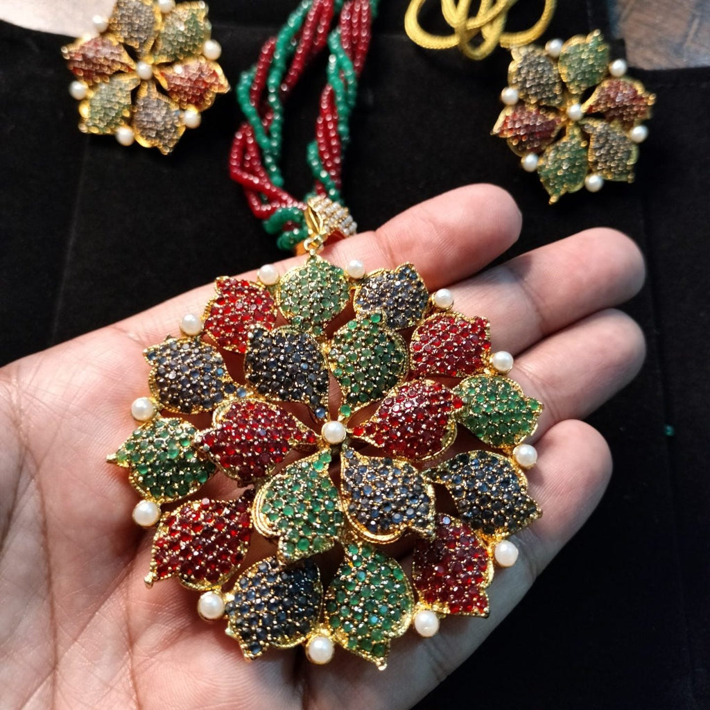 Dhabka Luxury Real Stone Designer Multi Color Mala Set