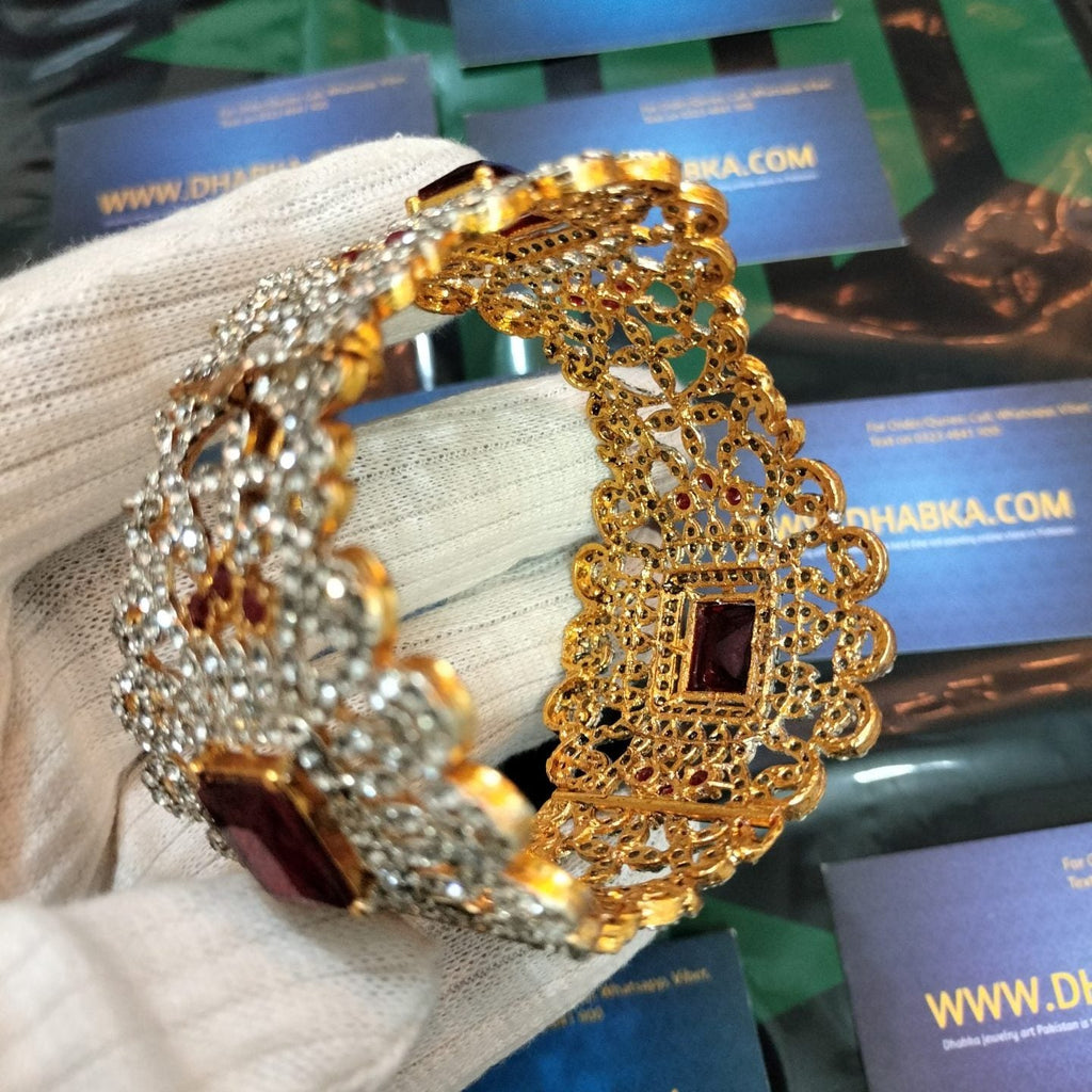 Luxury Gold Plated Real Zircon Stone Openable Bangle