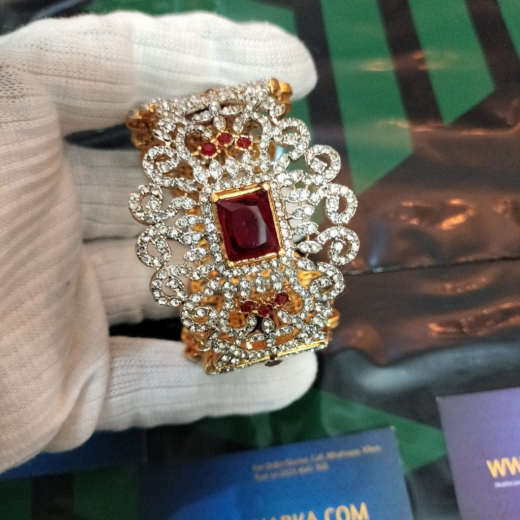 Luxury Gold Plated Real Zircon Stone Openable Bangle