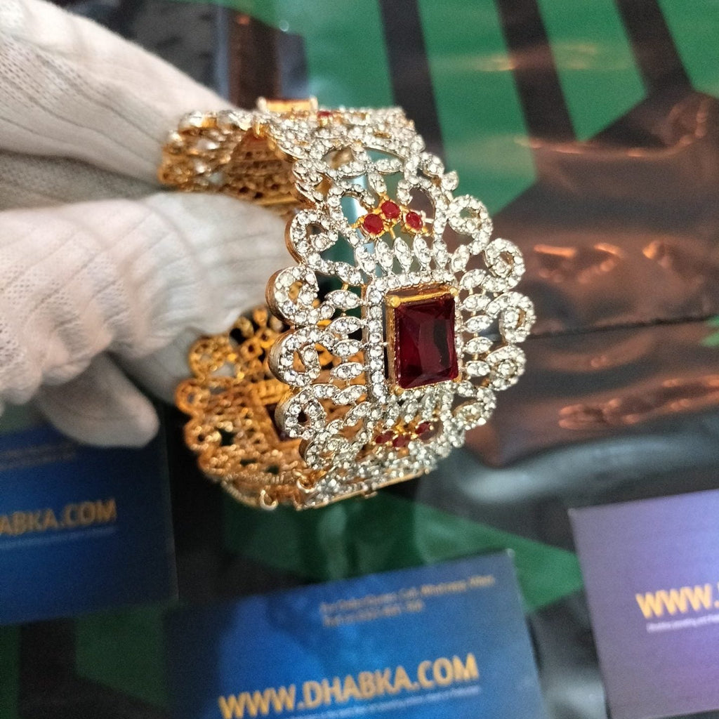 Luxury Gold Plated Real Zircon Stone Openable Bangle