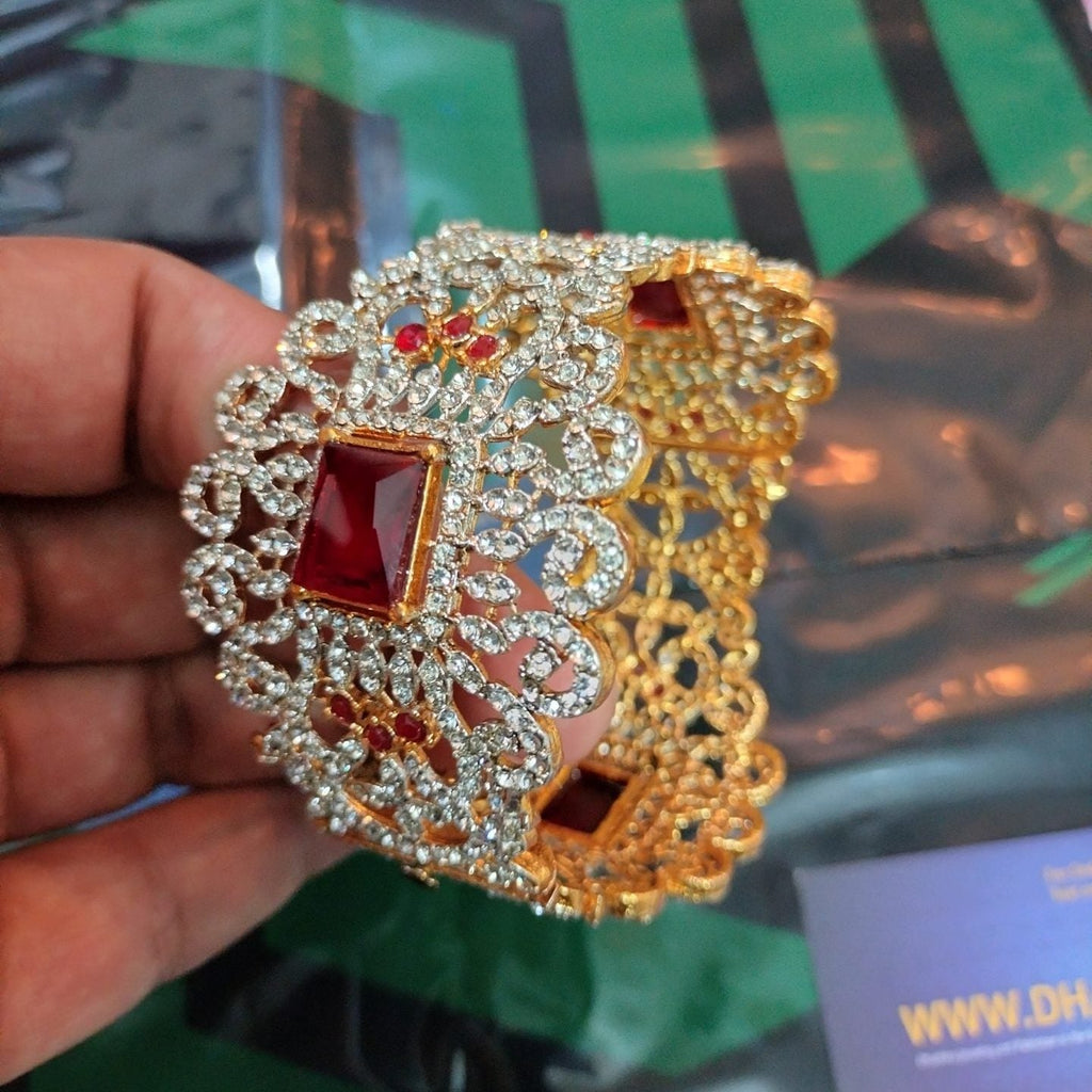 Luxury Gold Plated Real Zircon Stone Openable Bangle