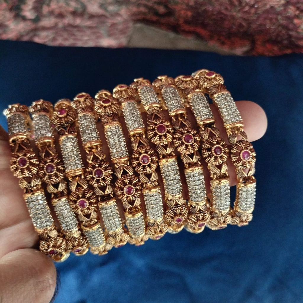 Luxury GangaJamni Gold Plated Bangle Set