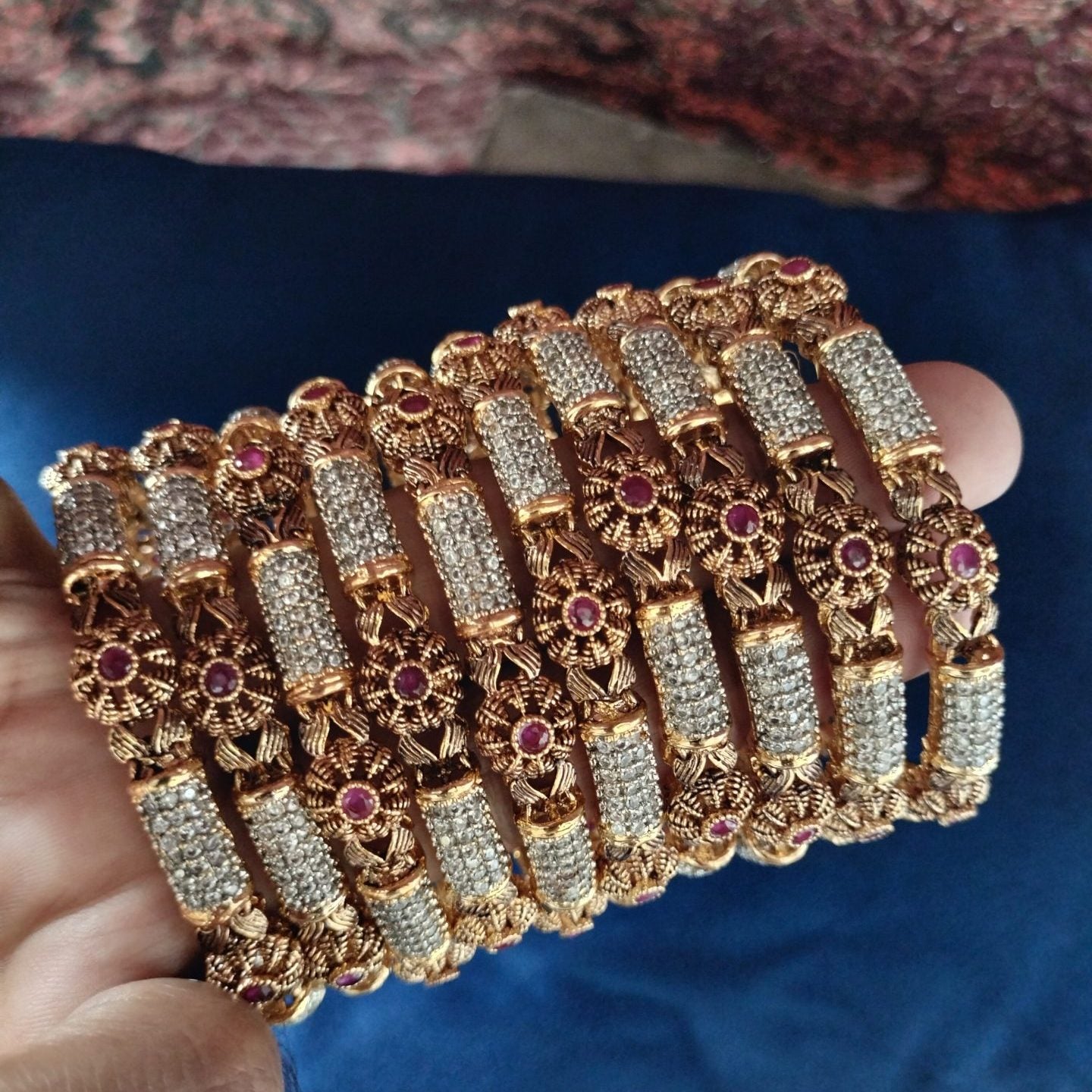 Luxury GangaJamni Gold Plated Bangle Set