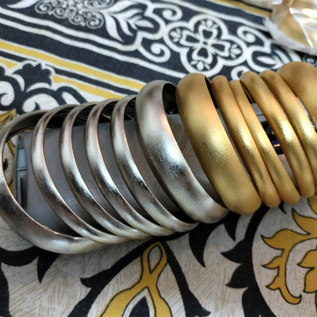 Royal Luxury 12pc Matt Silver and Gold Plated Bangles