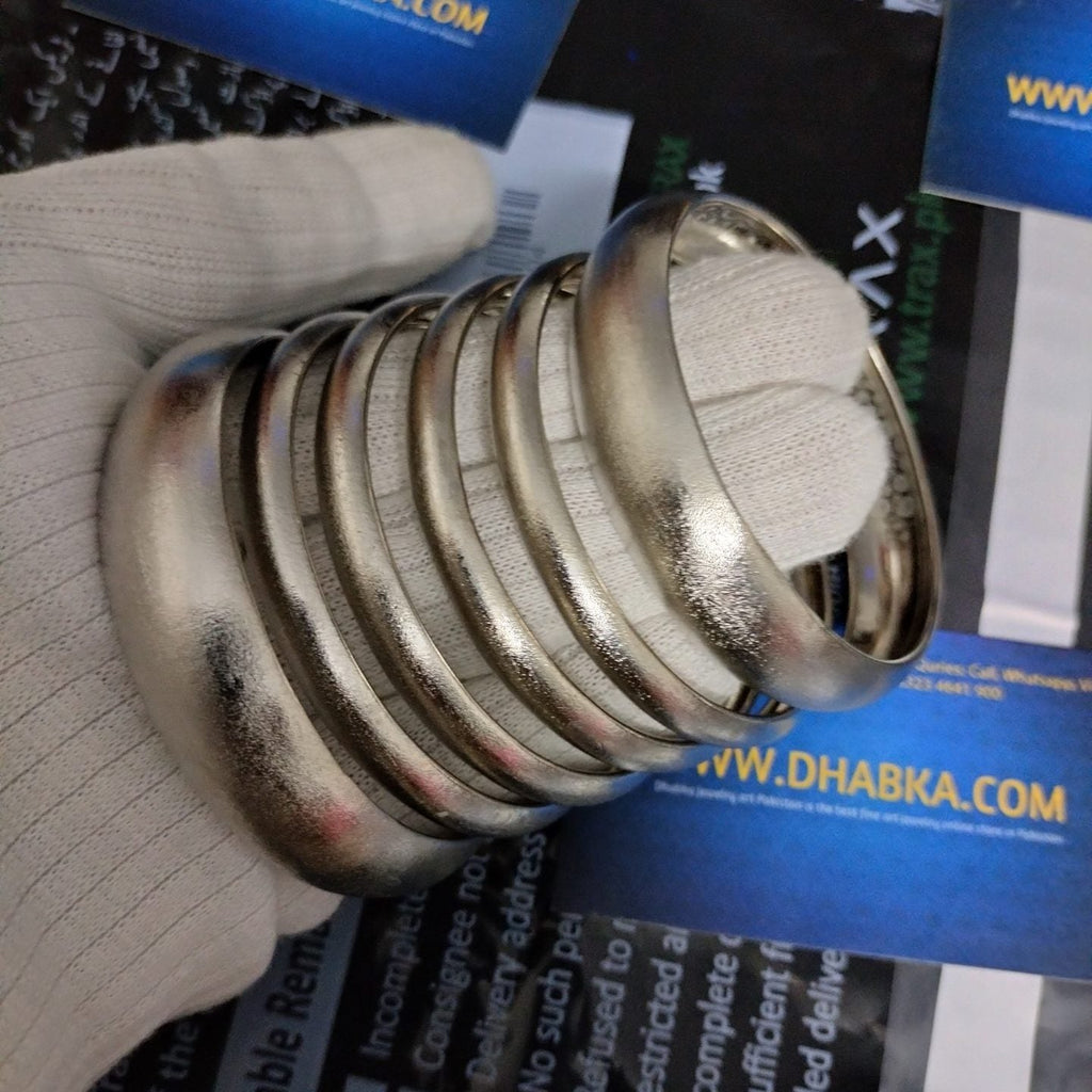 Royal Luxury 6pc Matt Finished Silver Plated Bangles
