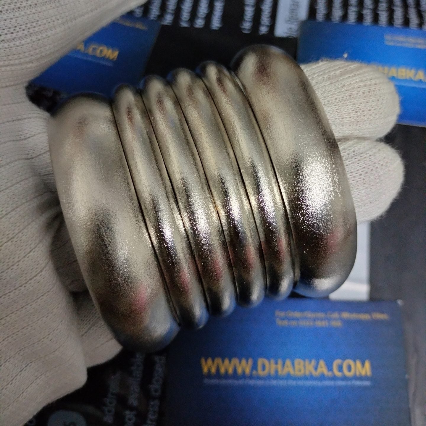 Royal Luxury 6pc Matt Finished Silver Plated Bangles