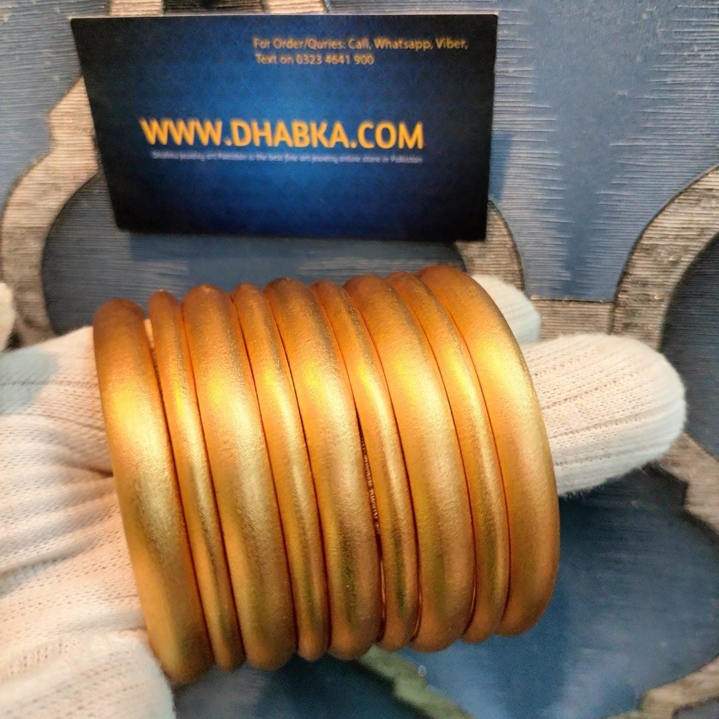 Dhabka Designer real Gold Plated Matt Bangles 9 pc Set