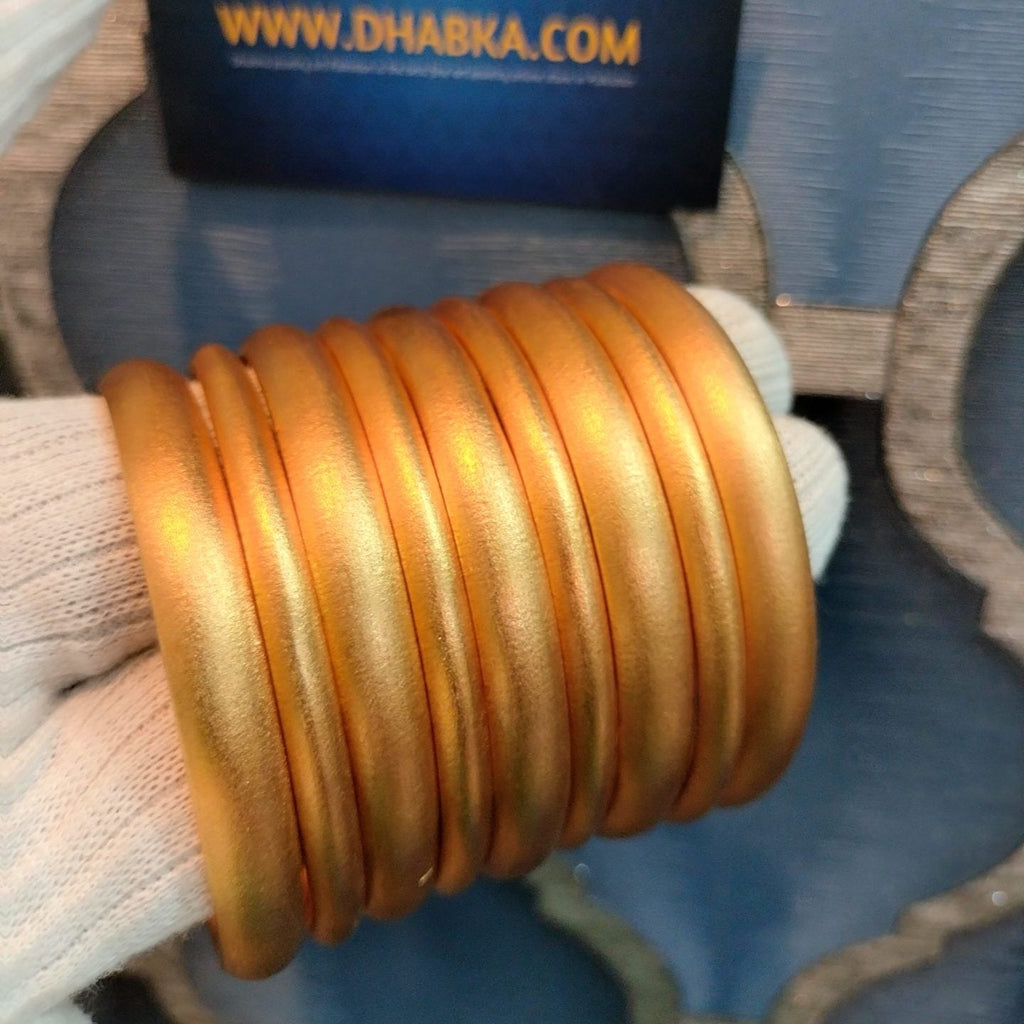 Dhabka Designer real Gold Plated Matt Bangles 9 pc Set