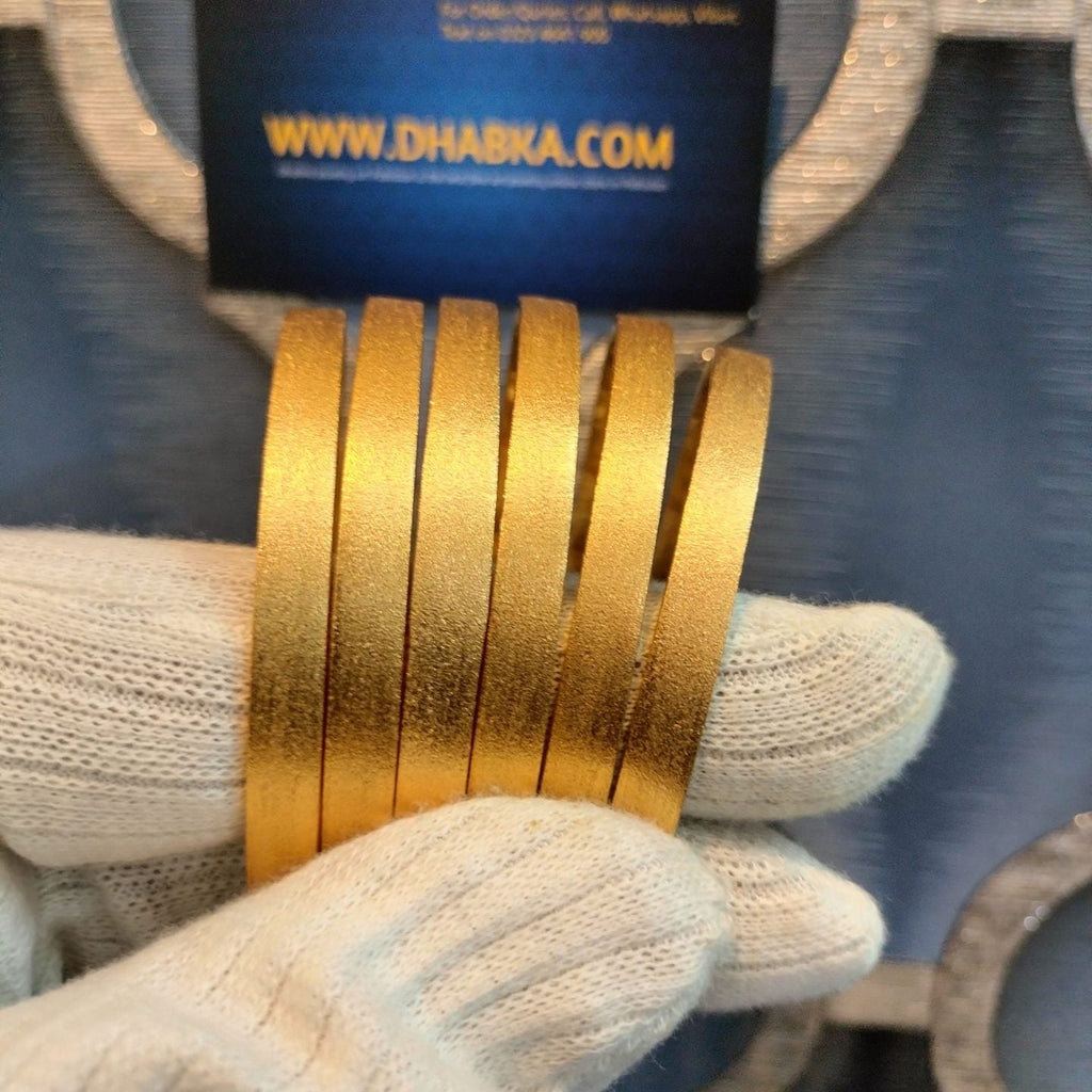 Dhabka 6 Pc Matt Gold Plated Plain Bangles (Top Seller)