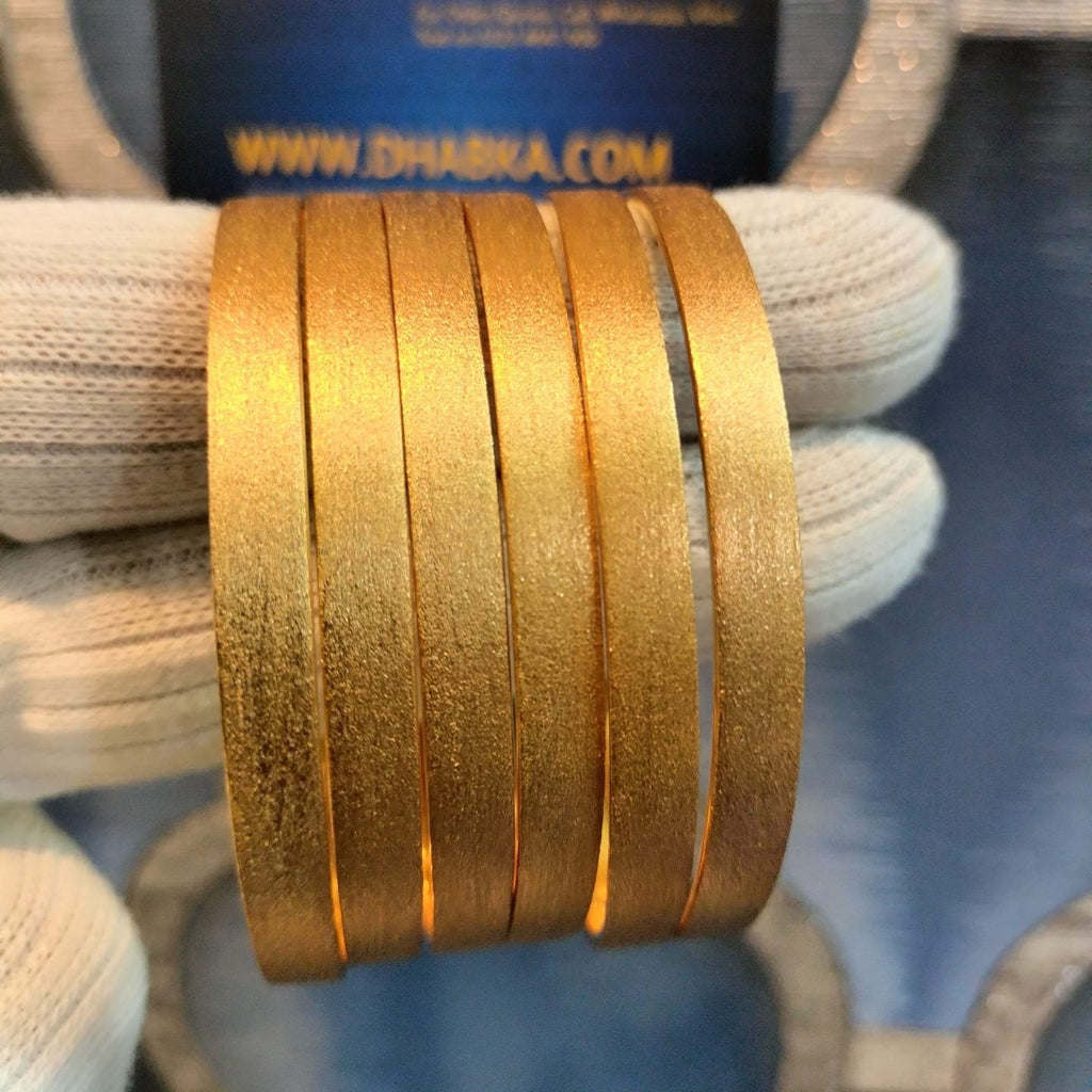 Dhabka 6 Pc Matt Gold Plated Plain Bangles (Top Seller)
