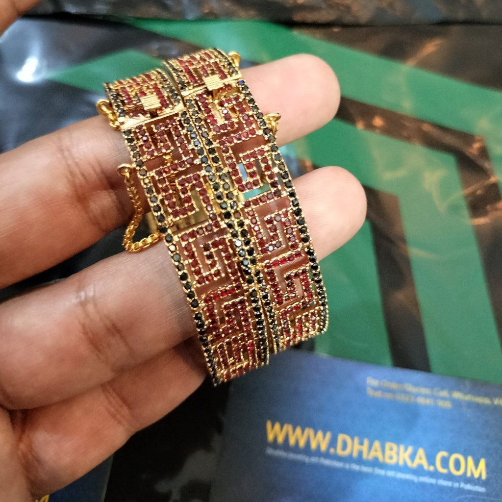 Luxury Class Designer Real Gold Plated Bangle Pair