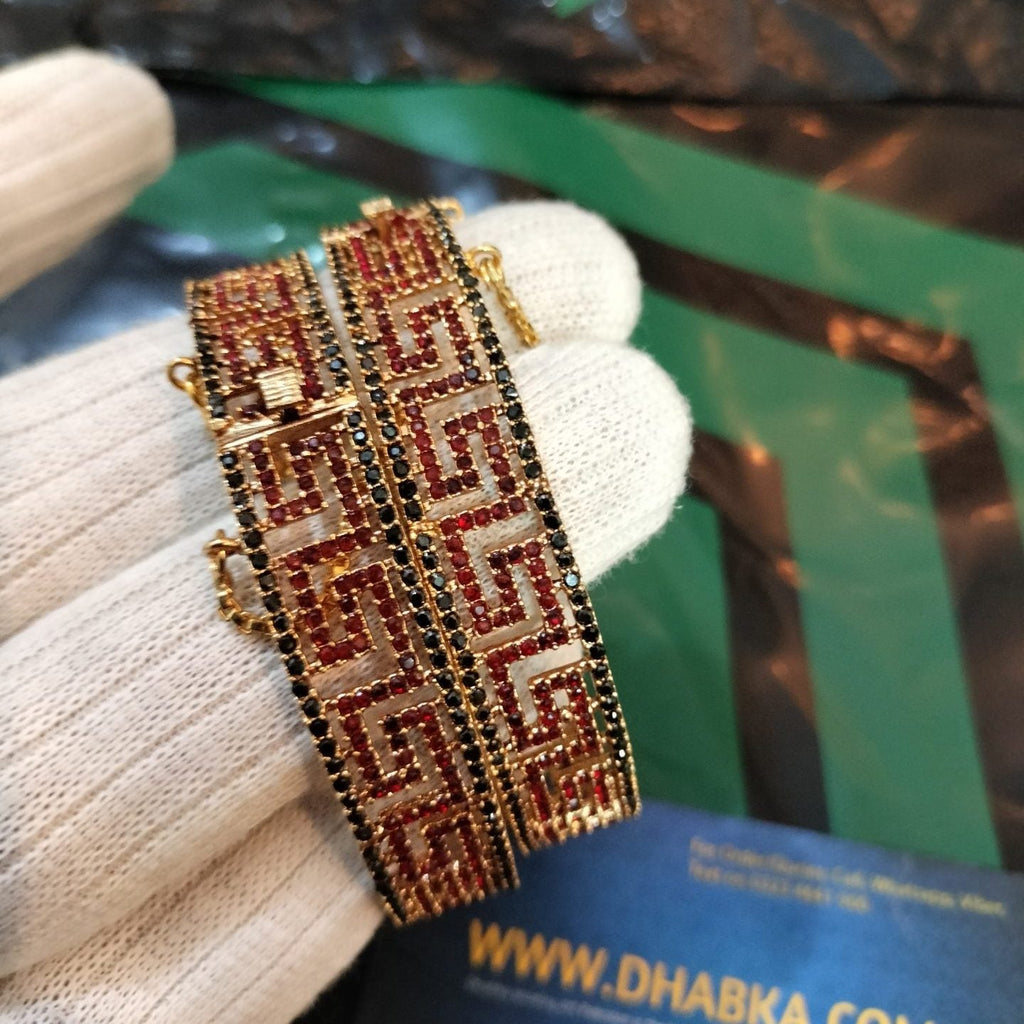 Luxury Class Designer Real Gold Plated Bangle Pair