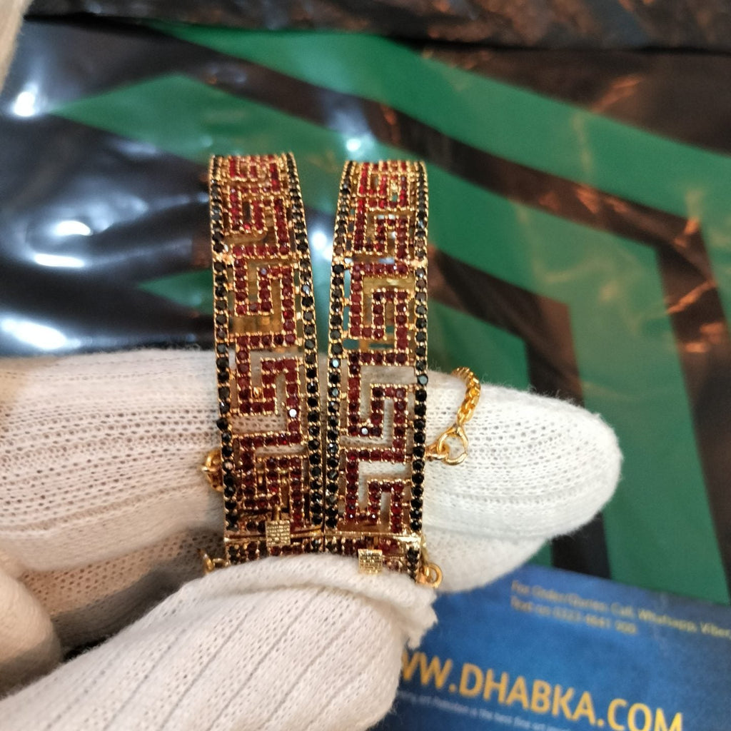 Luxury Class Designer Real Gold Plated Bangle Pair
