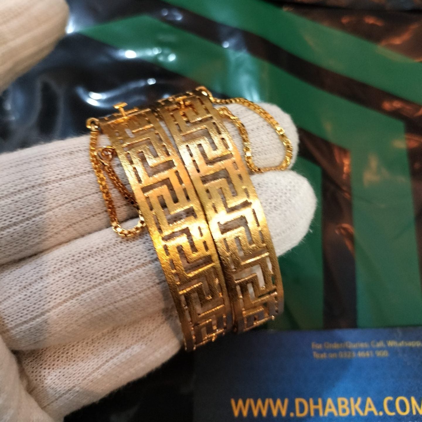Luxury Gold Plated Designer Bangle Pair