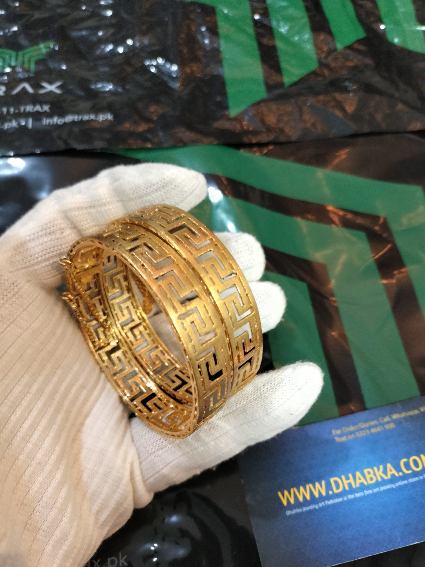 Luxury Gold Plated Designer Bangle Pair