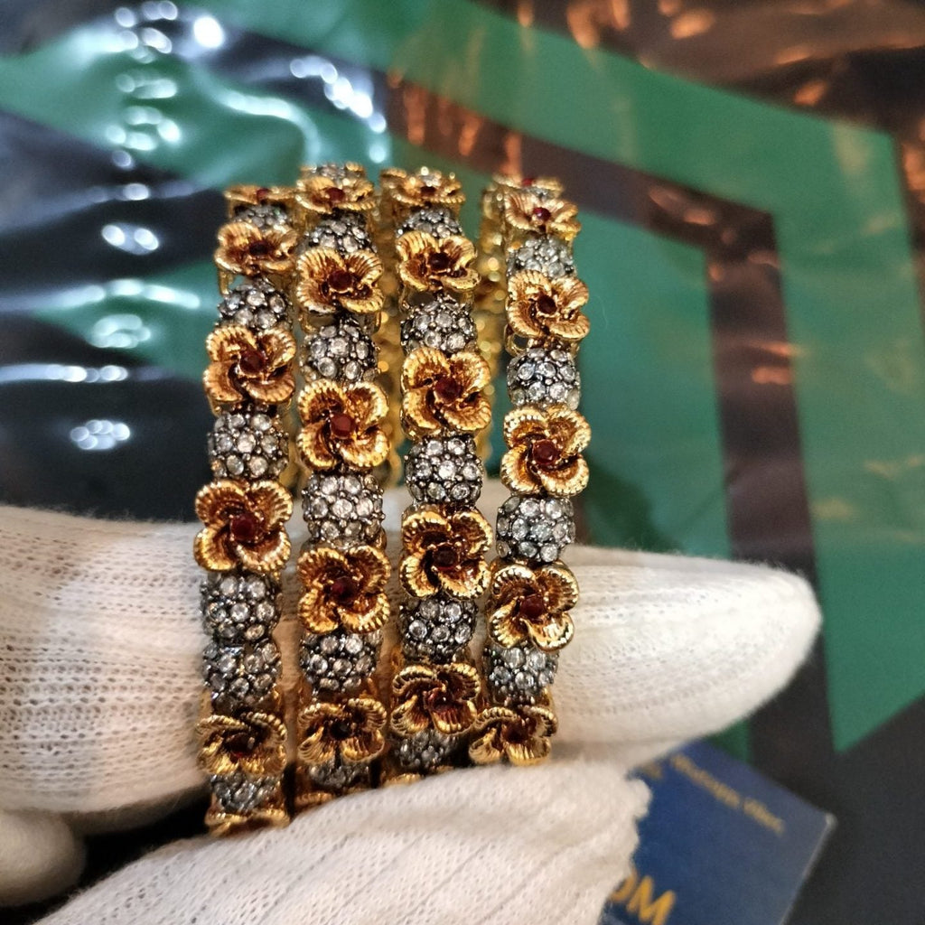 Luxury Designer Real Gold Plated 4 Pc Bangle Set