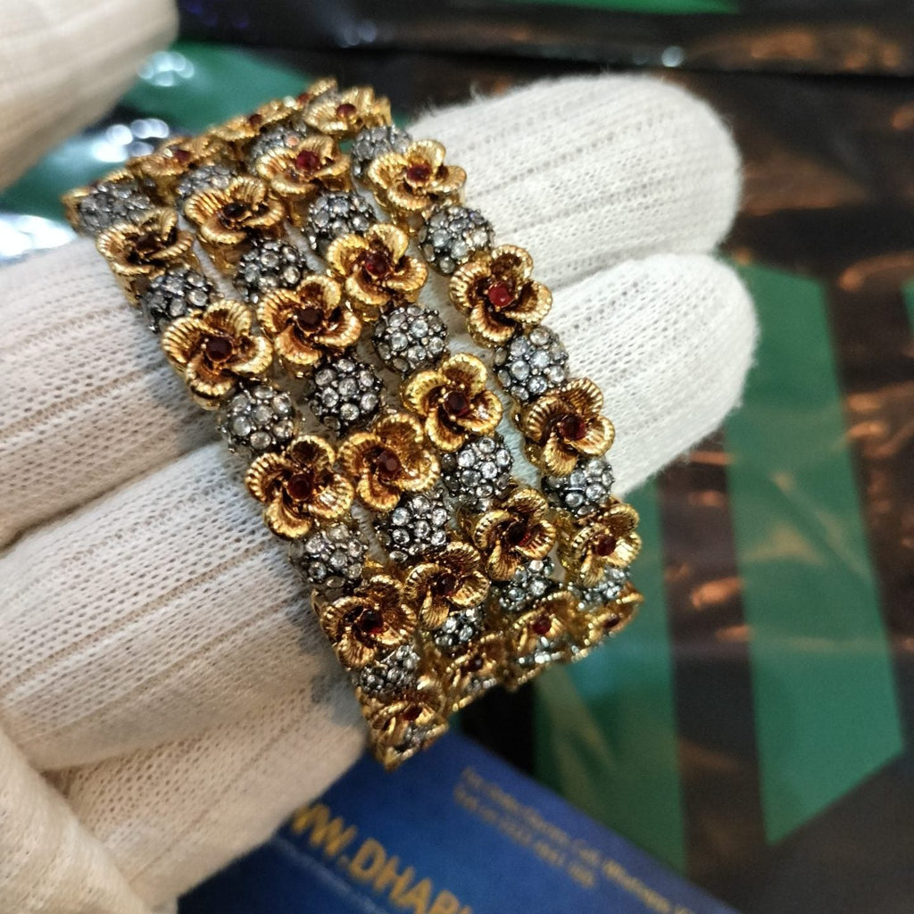 Luxury Designer Real Gold Plated 4 Pc Bangle Set