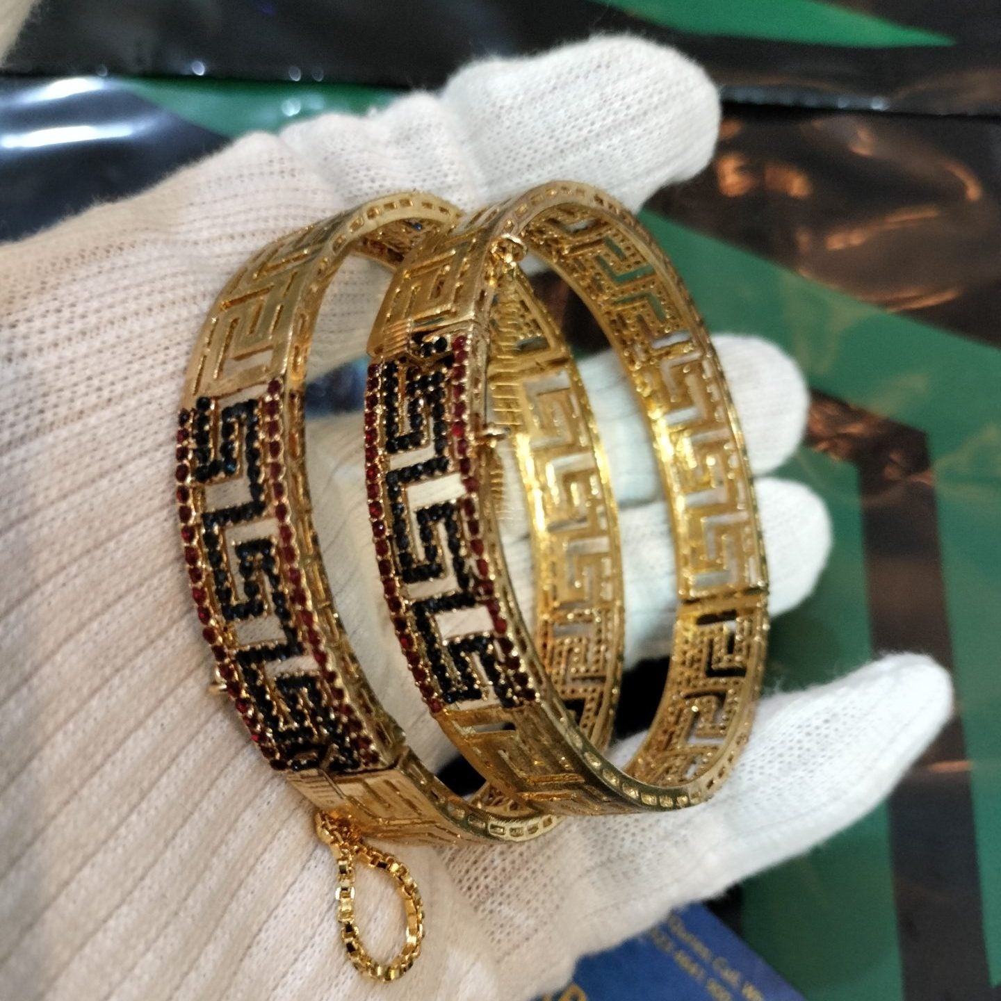Luxury Designer Real Gold Plated Bangle Pair