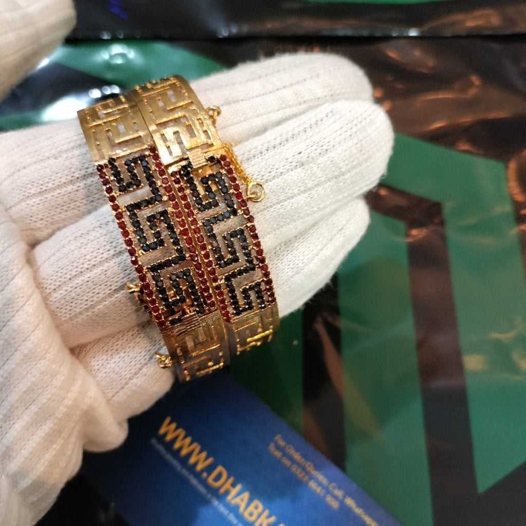 Luxury Designer Real Gold Plated Bangle Pair