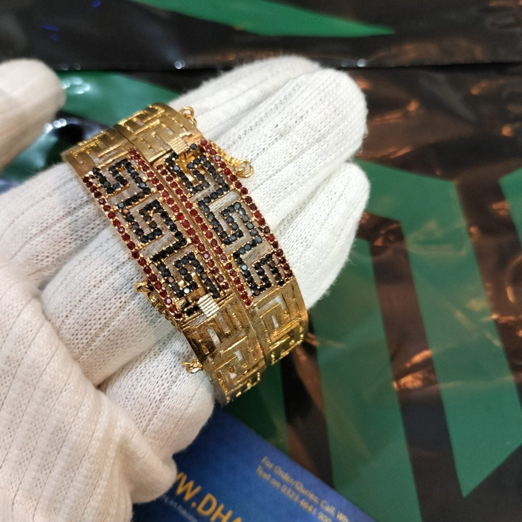 Luxury Designer Real Gold Plated Bangle Pair