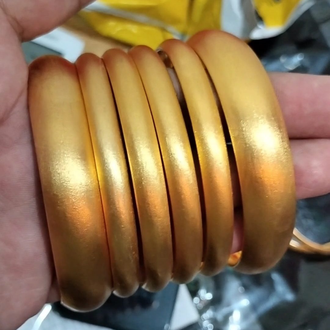 Royal Luxury 6pc Matt Finished Real Gold Plated Bangles