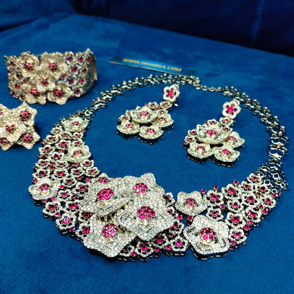 925 Sterling Silver 4 pc Ruby Color Set