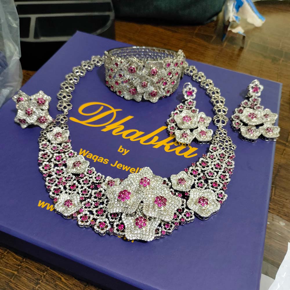 925 Sterling Silver 4 pc Ruby Color Set