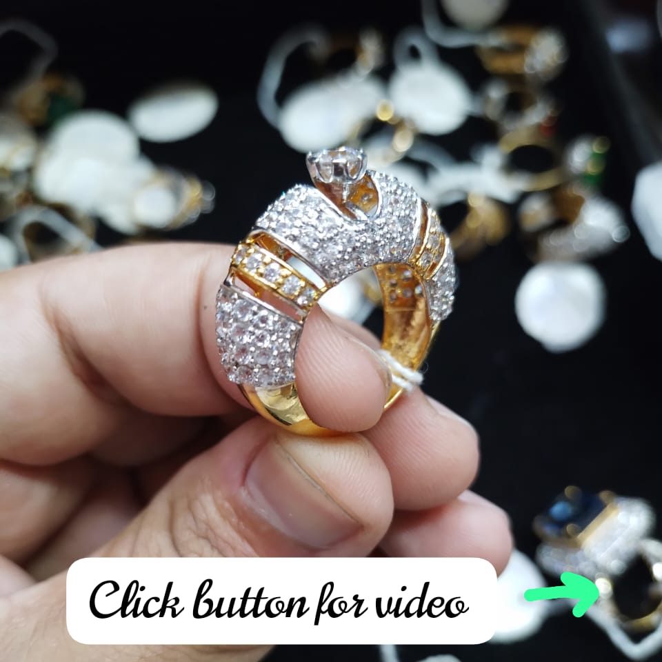 925 Sterling Silver Luxury Gold Plated Ring Dhabka