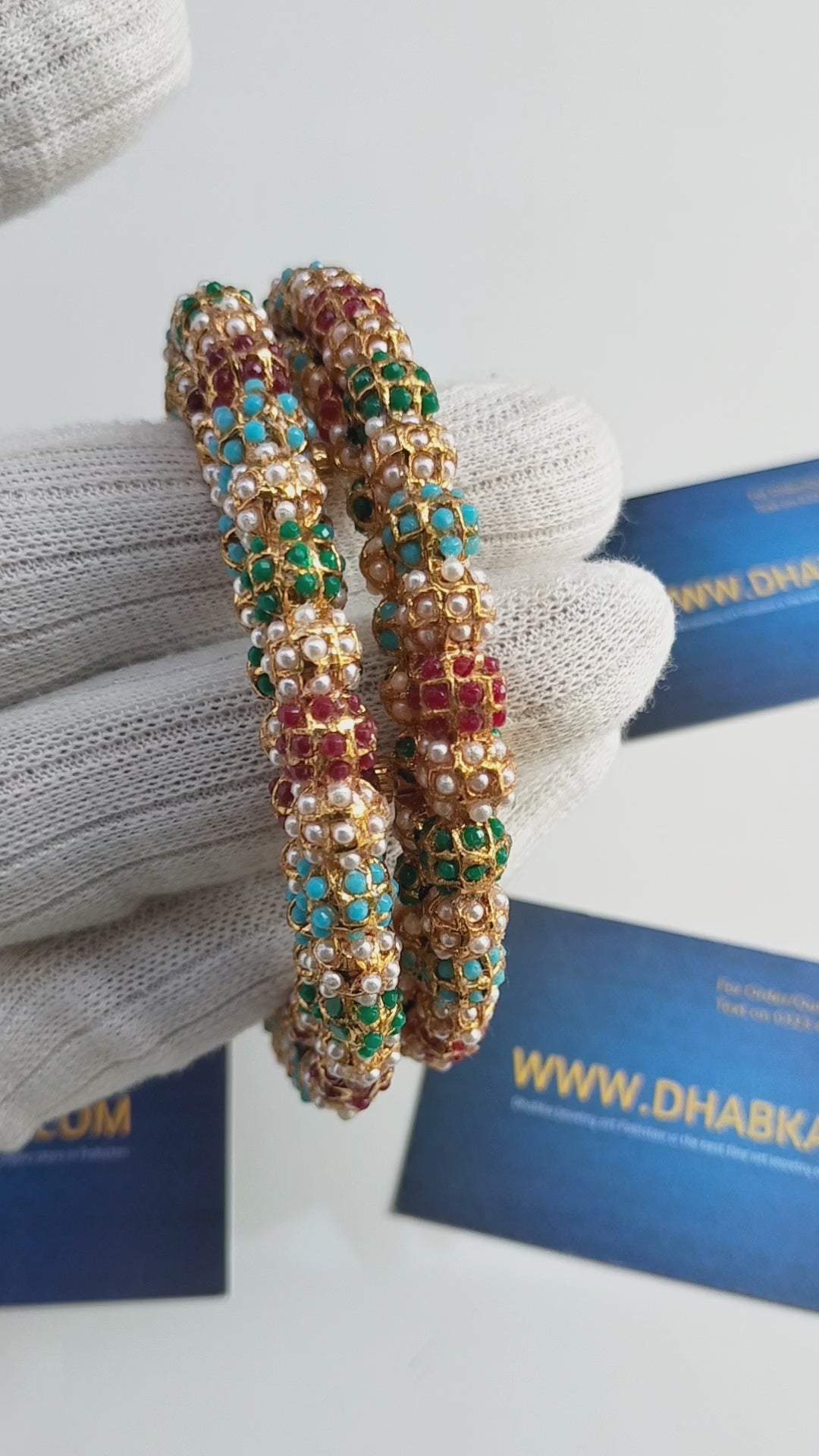 Luxury Studded Pearls in Multi Color Kundan Bangles