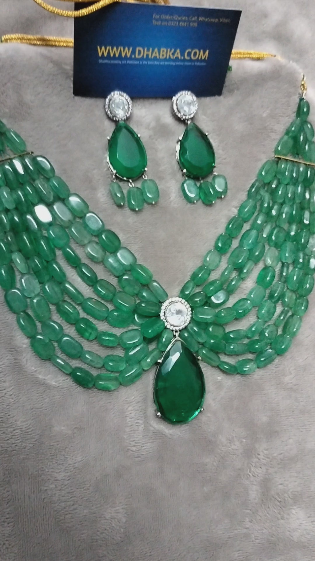 925 Sterling Silver Green Quality Beads Green Stone Luxury Jewelry Set