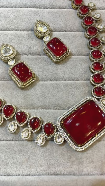 Messonite Polki with Doublet Stone Luxury Jewelry Set