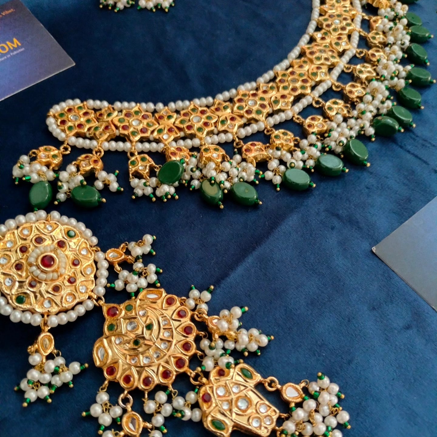 Beautiful Thappa Kundan Real Gold plated jewelry set