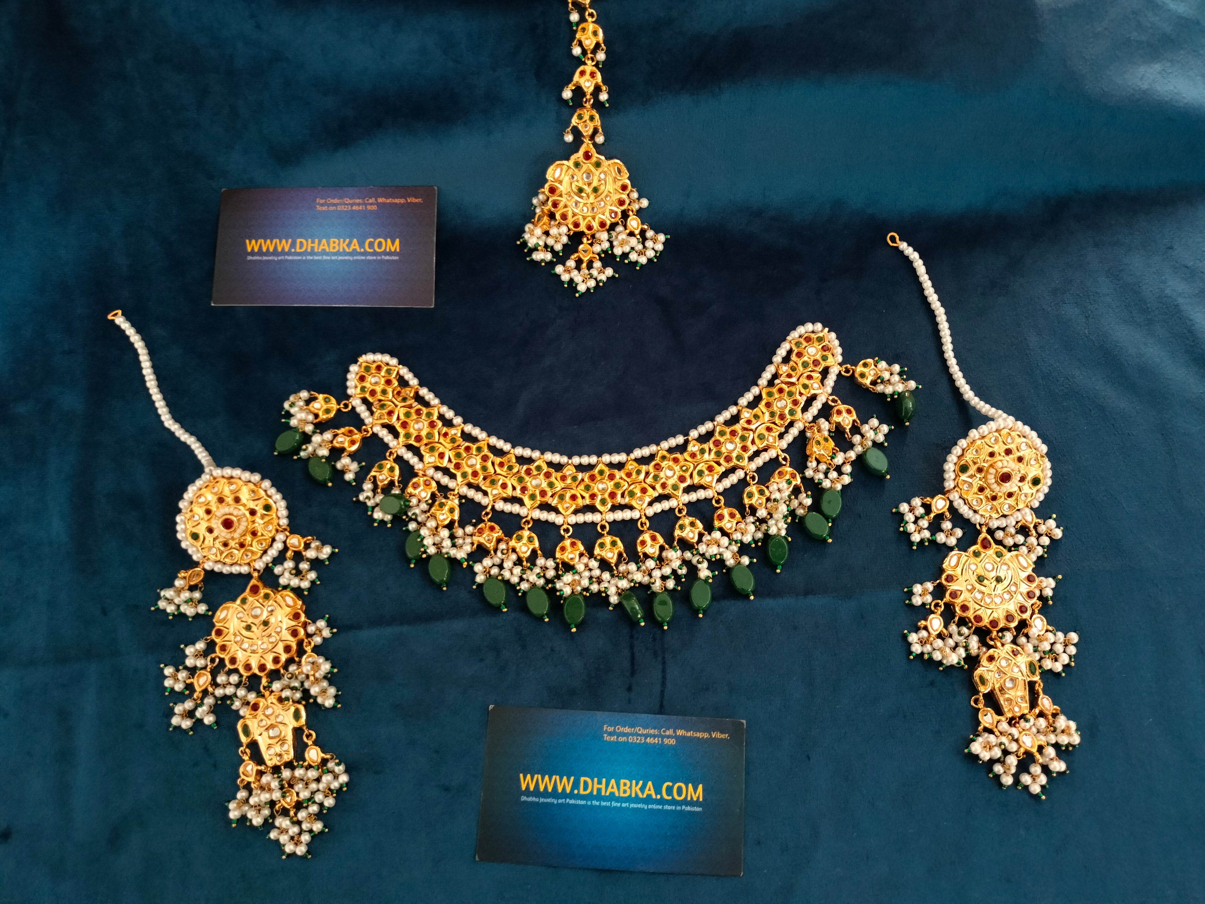 Beautiful Thappa Kundan Real Gold plated jewelry set