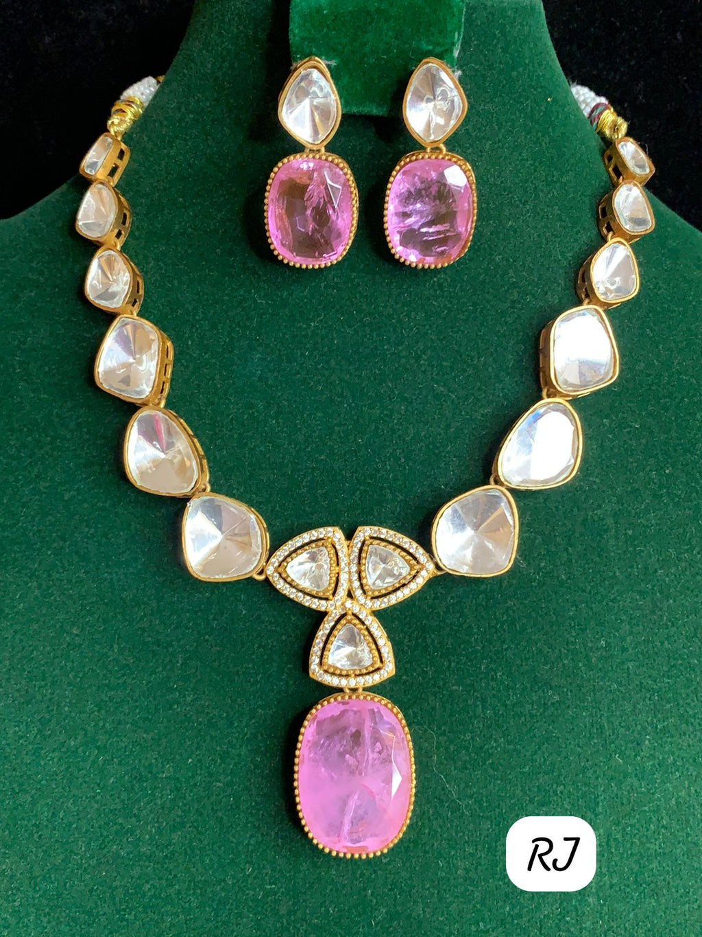 Rj brand Doublet Stone Kundan Jewelry Set