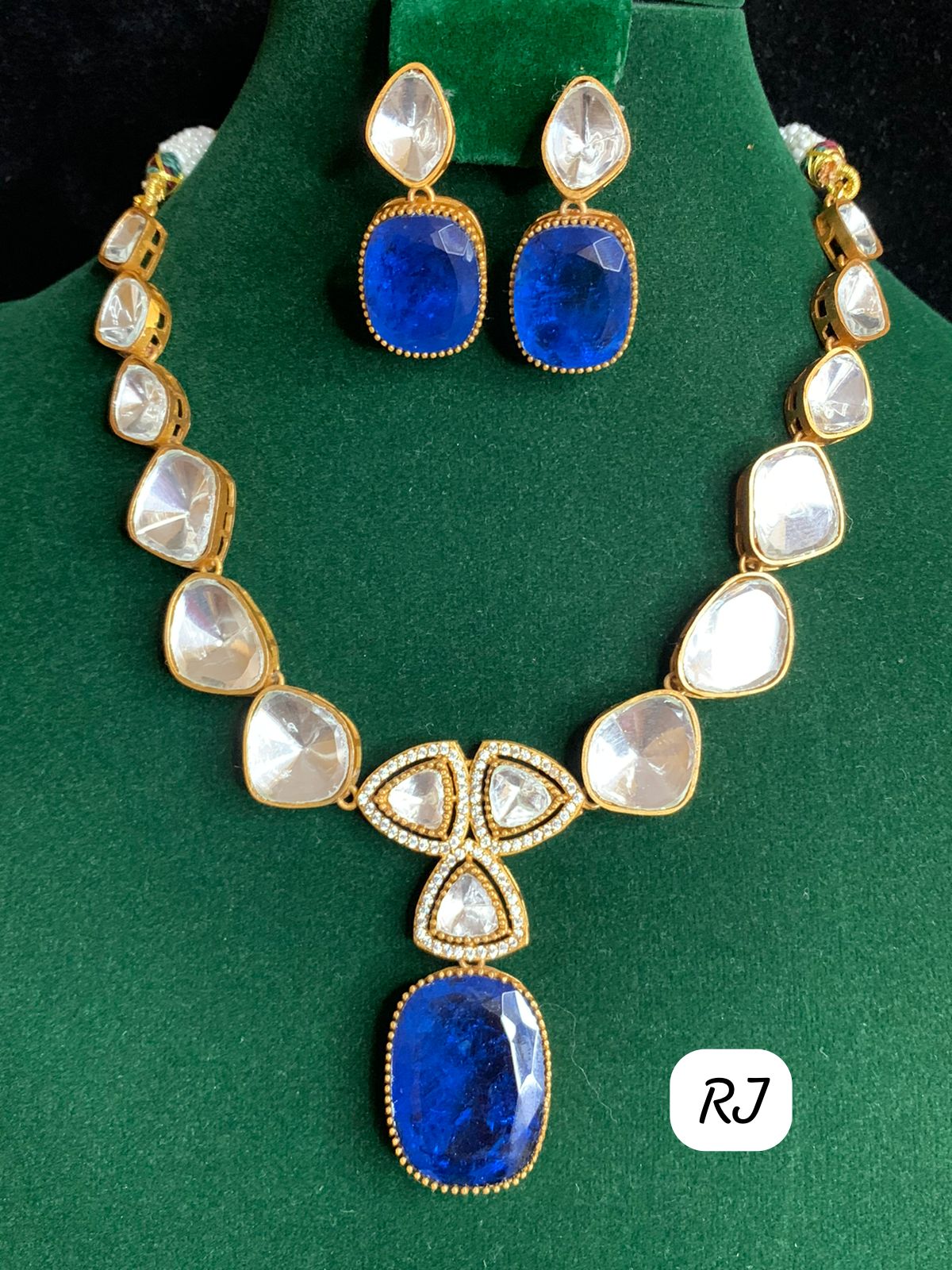 Rj brand Doublet Stone Kundan Jewelry Set