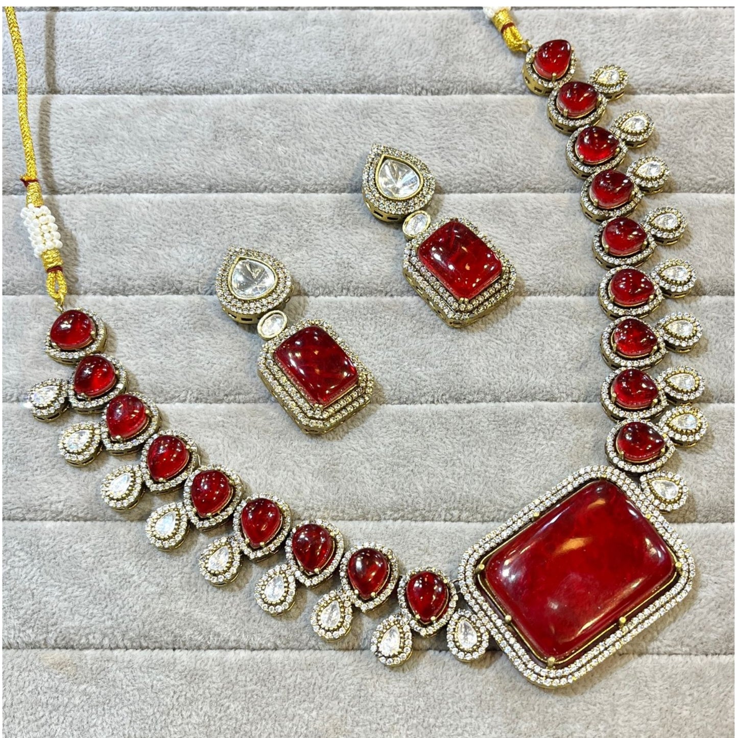 Messonite Polki with Doublet Stone Luxury Jewelry Set