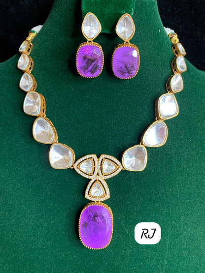 Rj brand Doublet Stone Kundan Jewelry Set