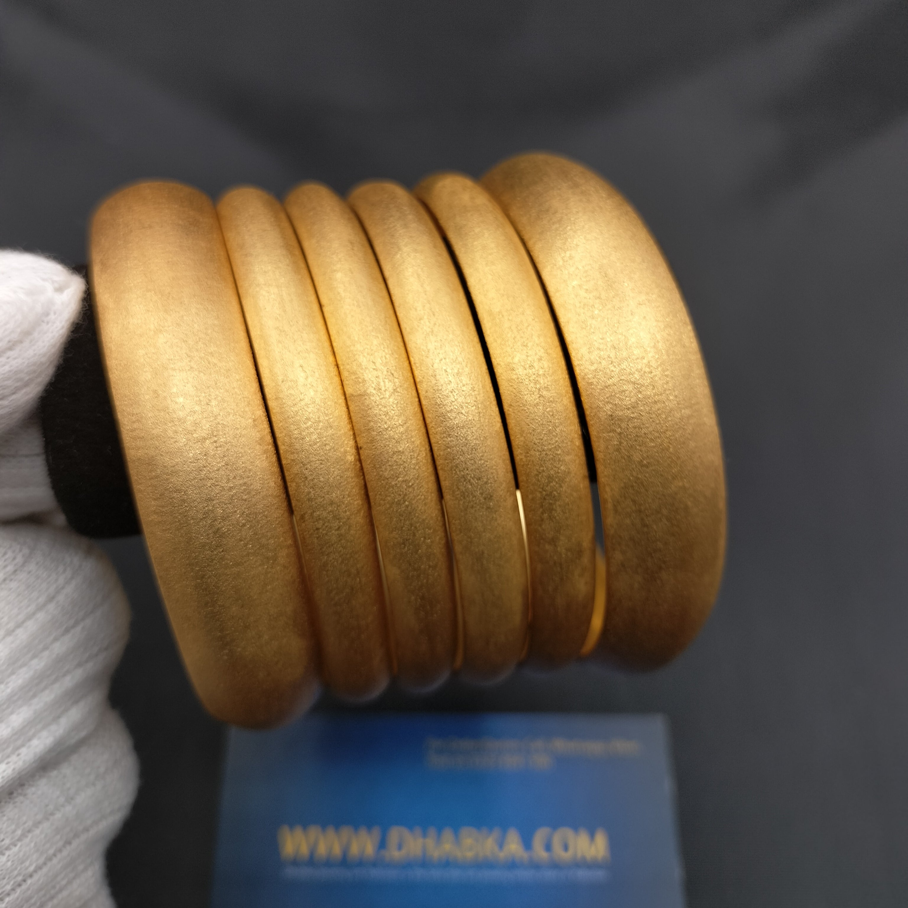 Royal Luxury 6pc Matt Finished Real Gold Plated Bangles