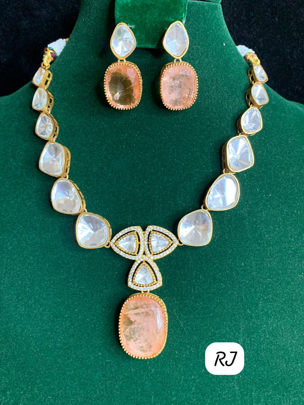 Rj brand Doublet Stone Kundan Jewelry Set