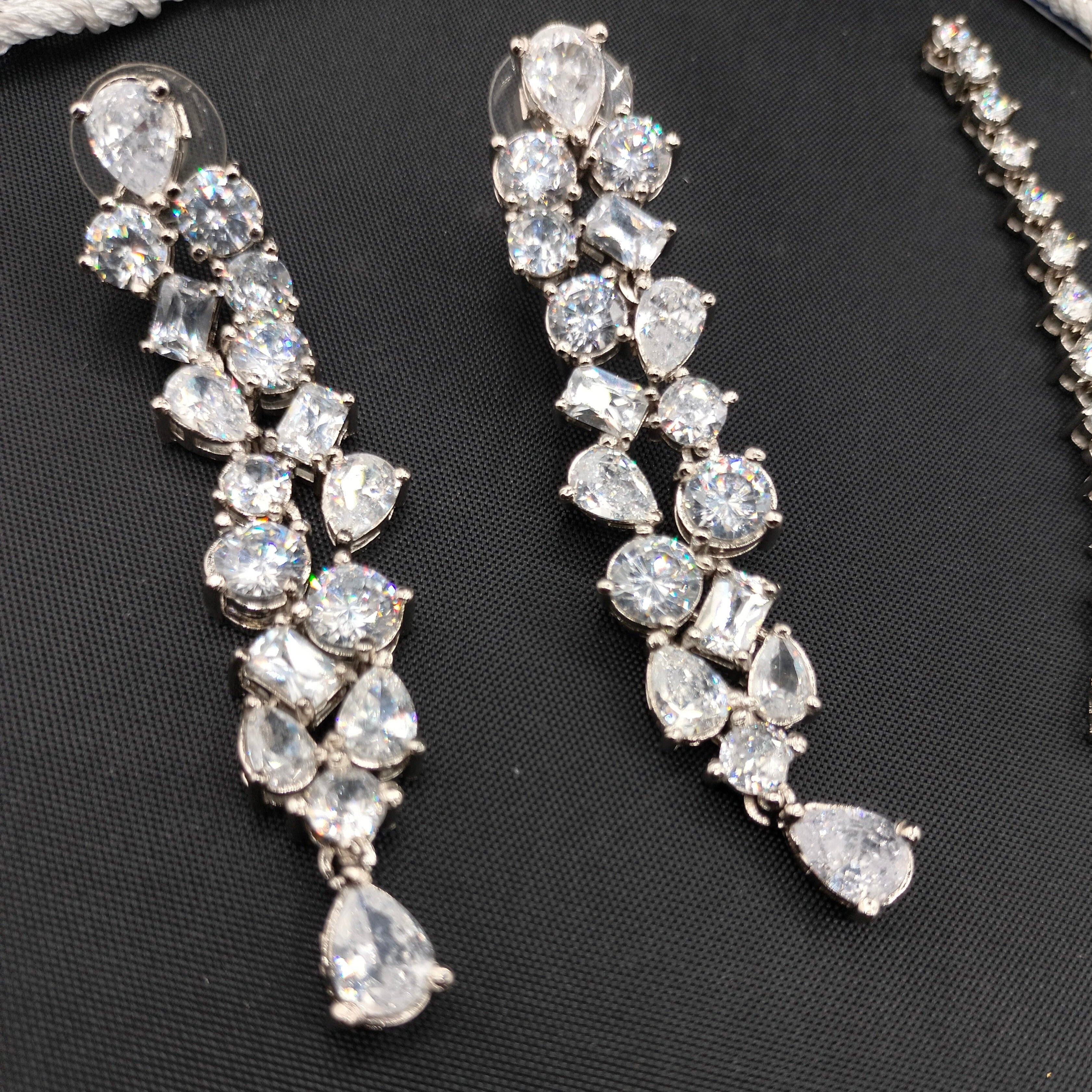925 Sterling Silver Diamond look Set