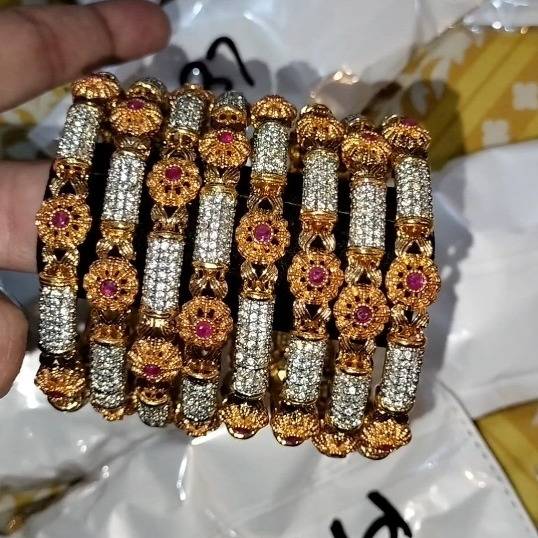 Luxury GangaJamni Gold Plated Bangle Set